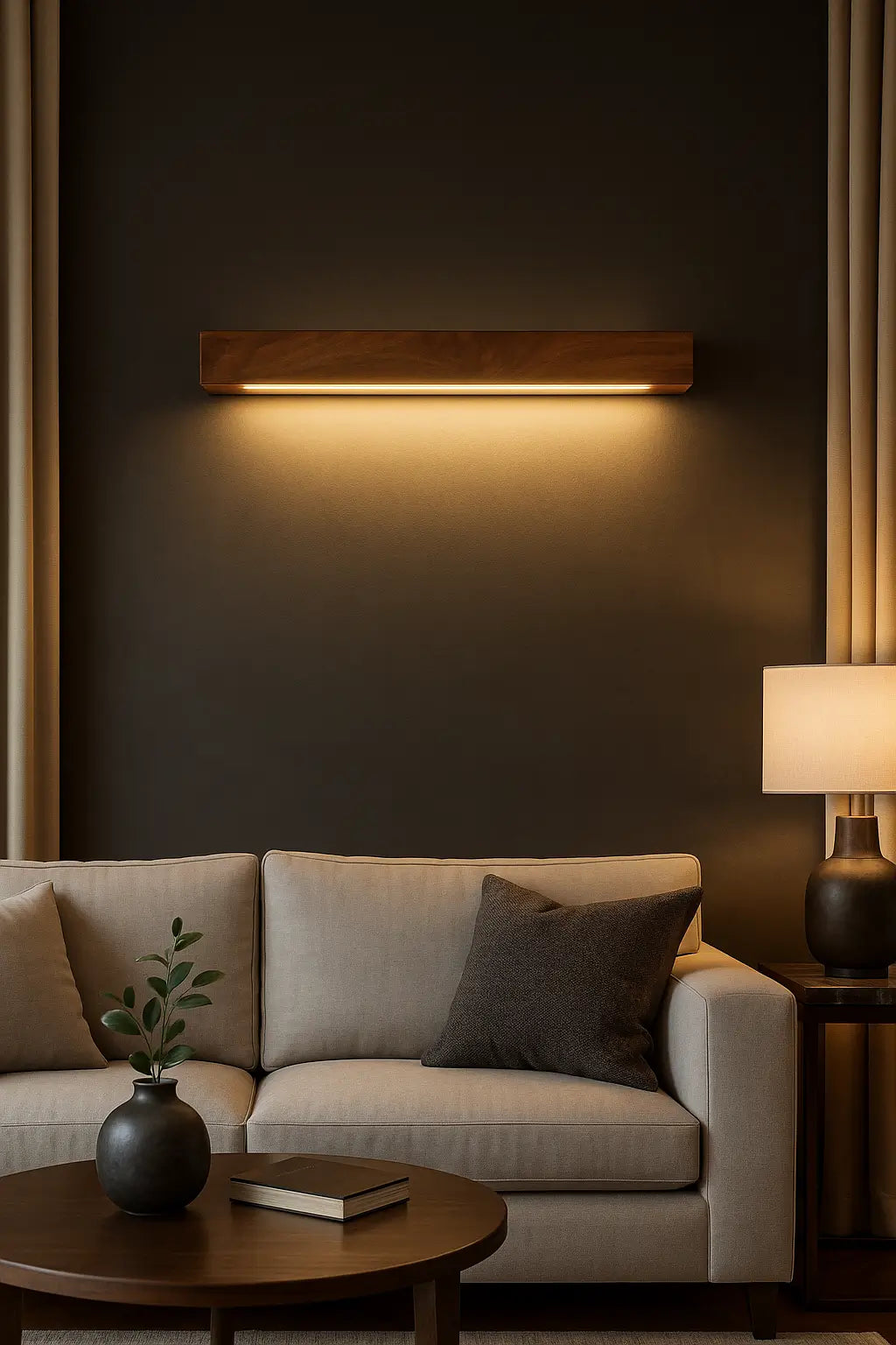 Sheesham Wood Wall Light 40 inches – Minimal Linear LED Sconce for Living Room & Modern Interiors