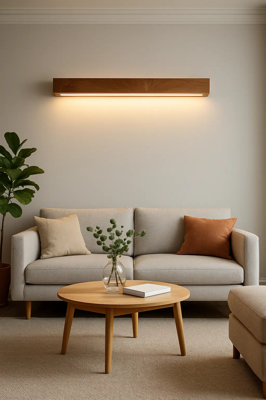 Sheesham Wood Wall Light 40 inches – Minimal Linear LED Sconce for Living Room & Modern Interiors