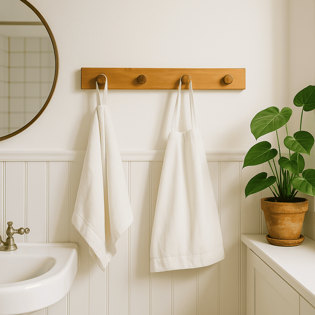 Teak & Sheesham Wall Hook Rack – Elegant Wooden Hanger for Entryways, Towels & Coats