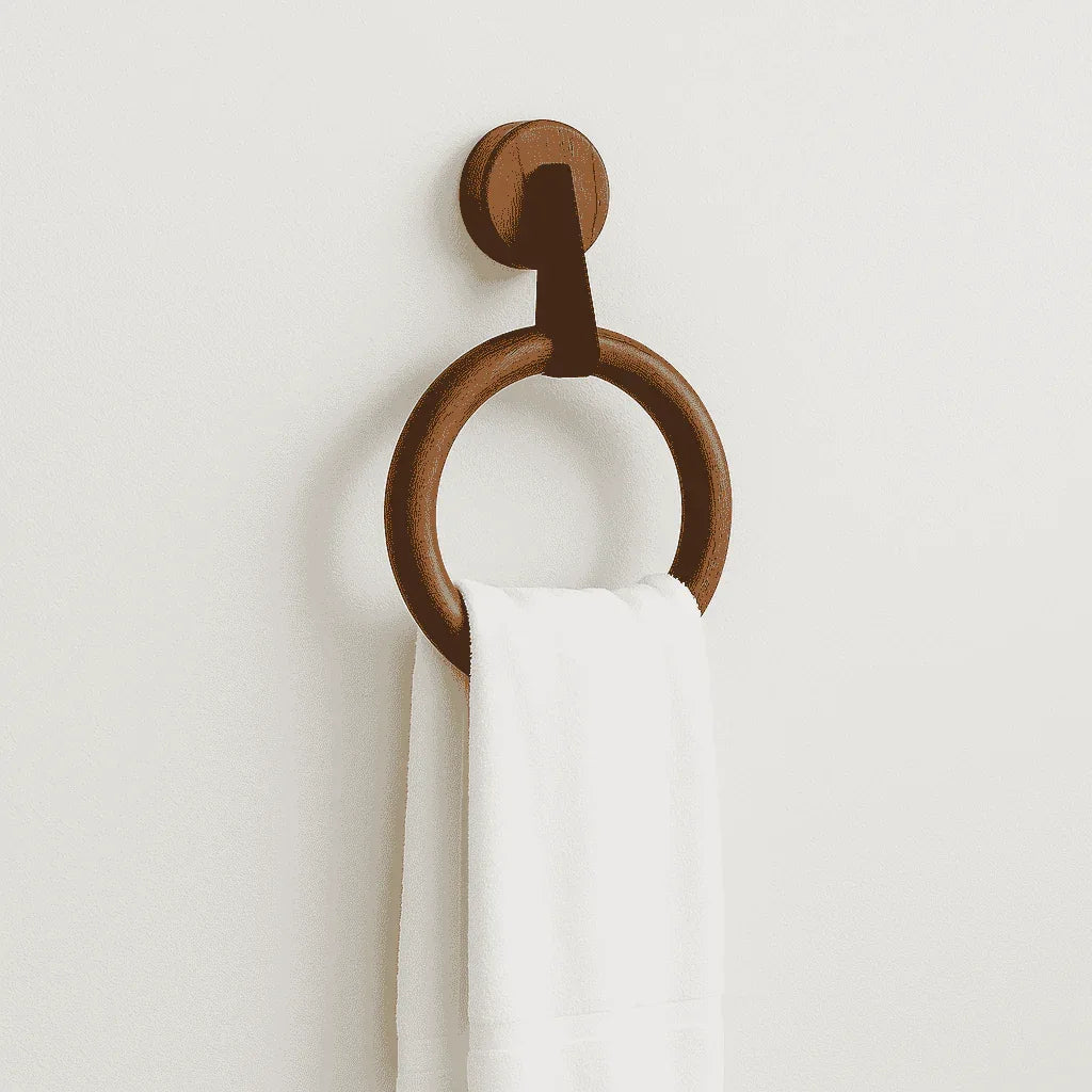 Rosewood Round Towel Hanger – Handcrafted Wooden Ring for Bathroom & Vanity - NixWoods