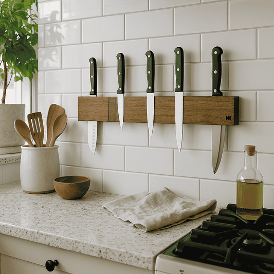 Rosewood Magnetic Knife Holder – Sleek Wall-Mounted Storage - NixWoods