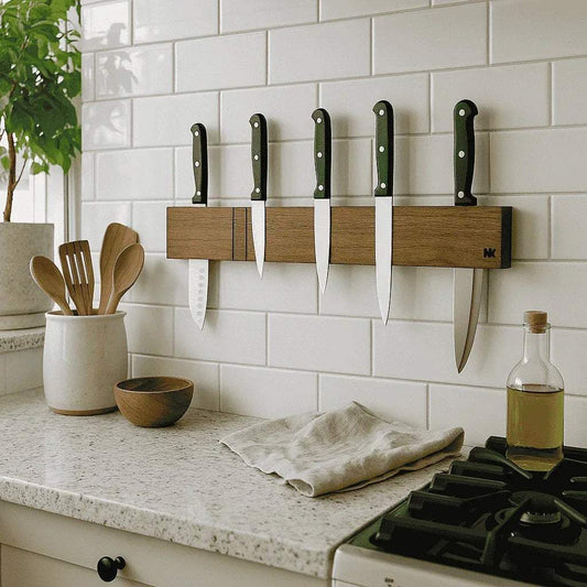 Rosewood Magnetic Knife Holder – Sleek Wall-Mounted Storage - NixWoods