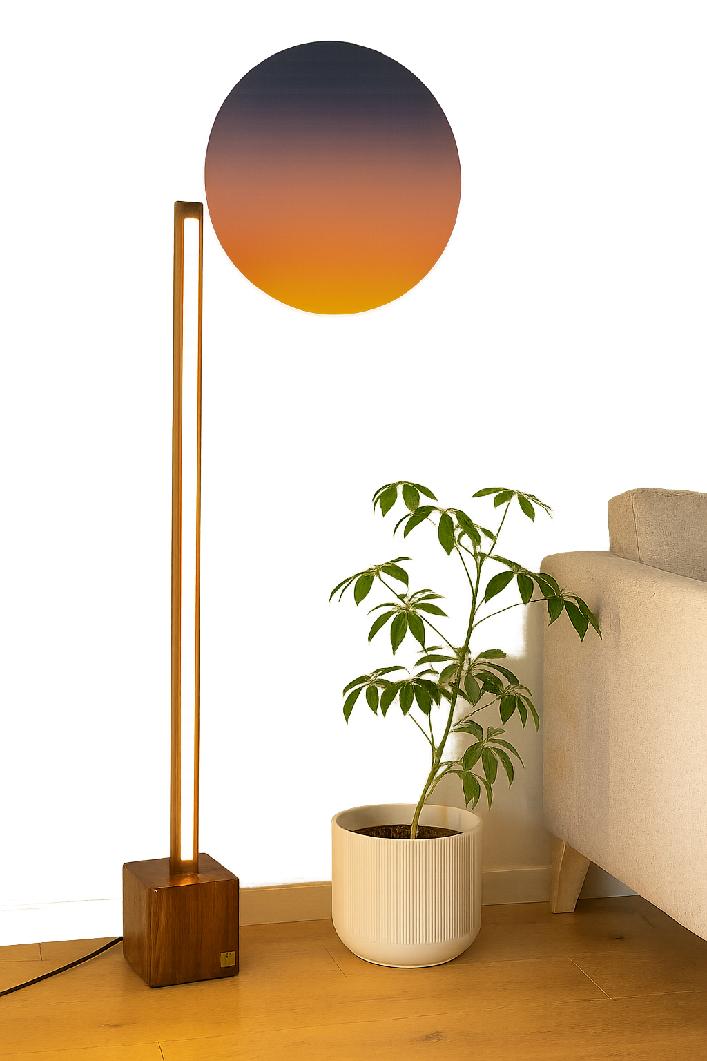 Minimalist Wooden Floor Lamp – Modern Square Rod Structure