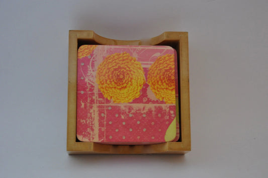 Indian marigold coaster set - NixWoods