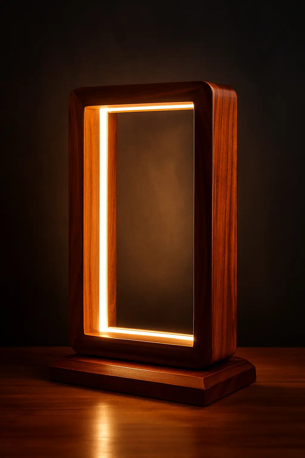Aurora Frame Lamp – Handcrafted Rosewood Glow