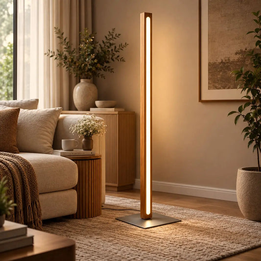 Scandinavian Teak Linear Floor Lamp NixWoods