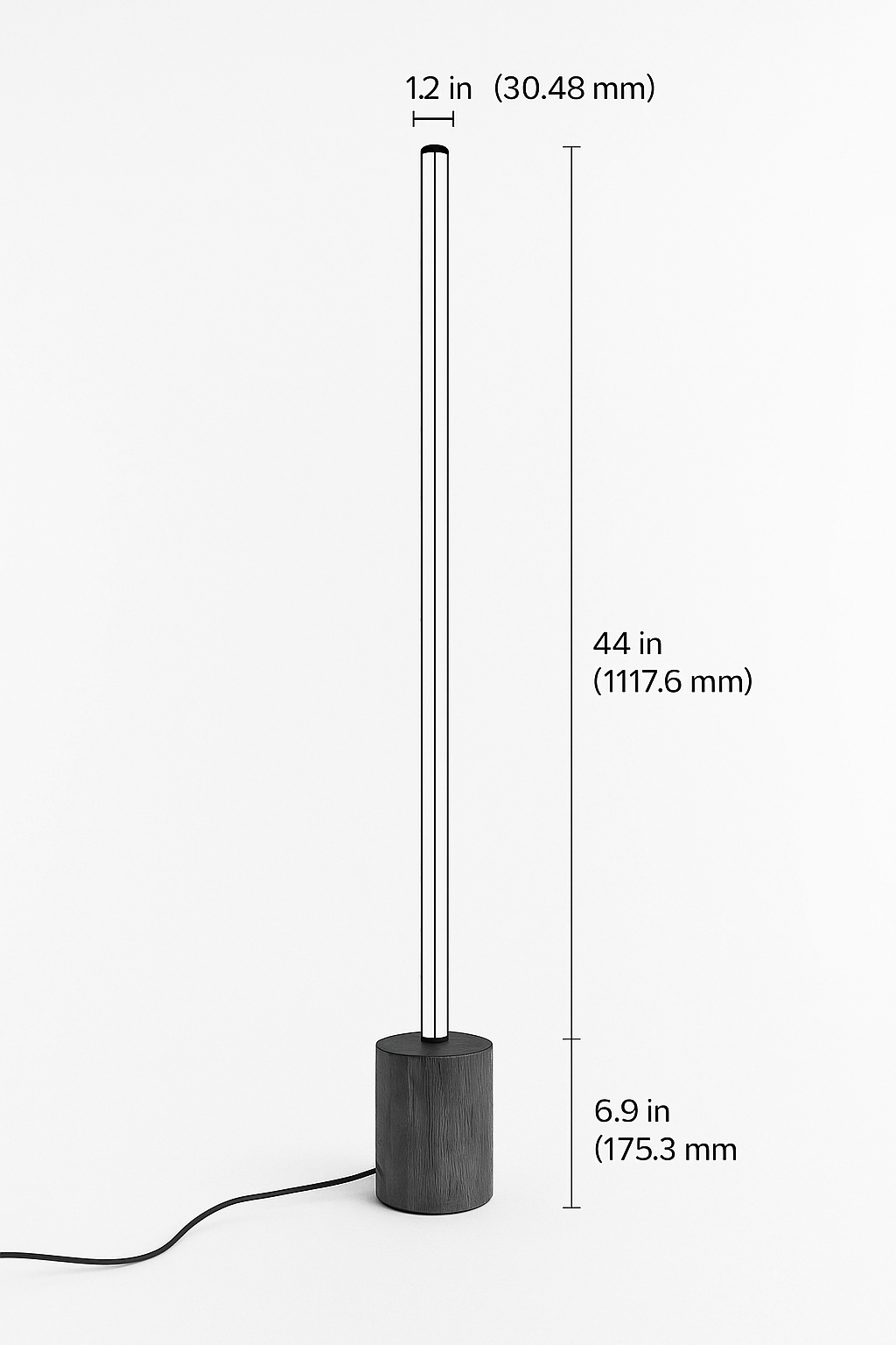 Minimalist Wooden Floor Lamp – Sleek Cylindrical Rod Design - Rosewood - NixWoods