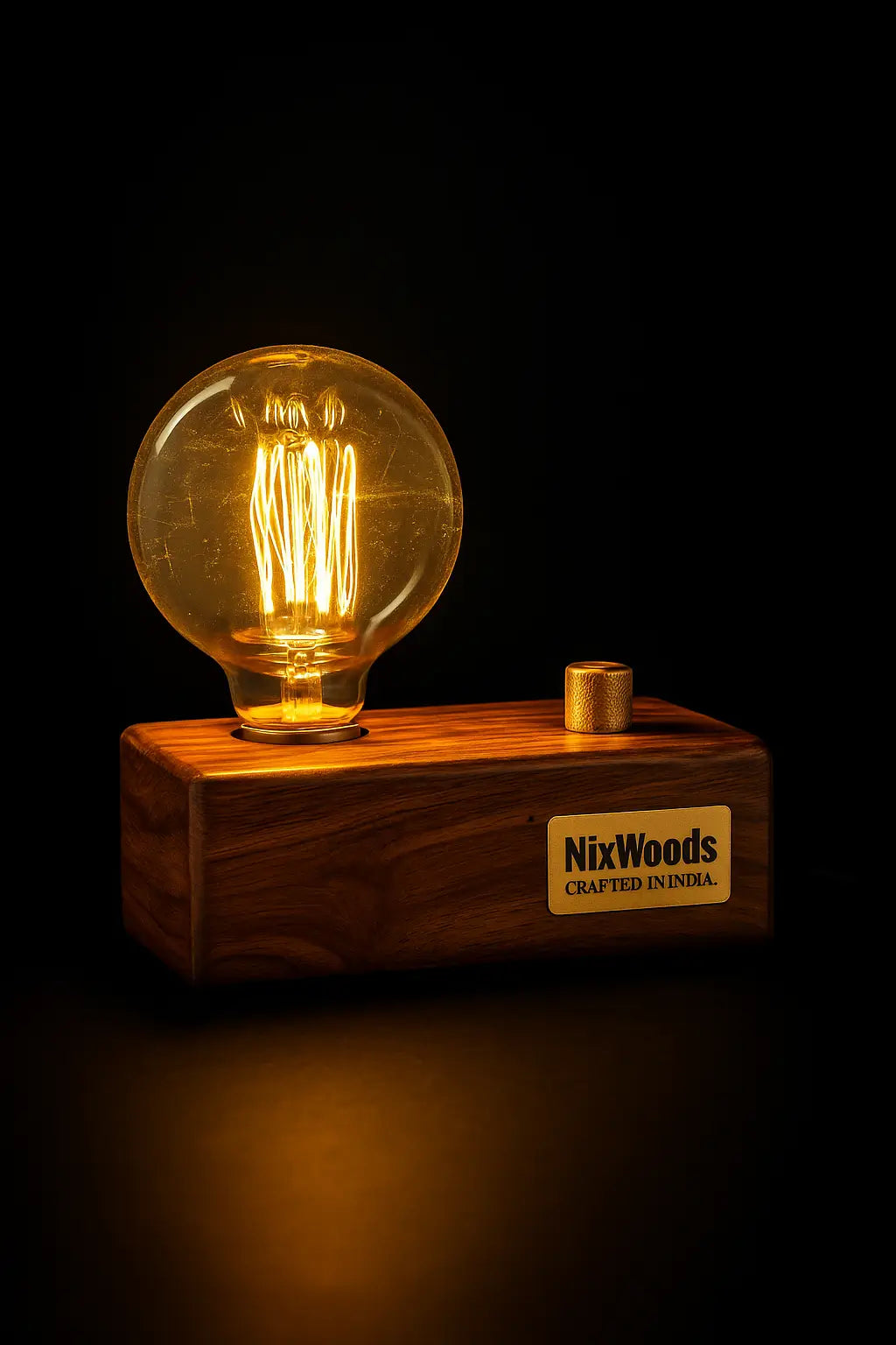 Globe Edison Bulb with Brass Dimmer | Rosewood Vintage Table Lamp | Handcrafted