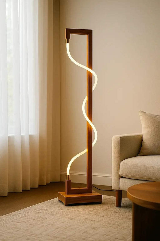 Unique Standing Lamp | Sculpted Glow Rosewood Wood Floor Lamp – Handcrafted Designer Lighting - NixWoods