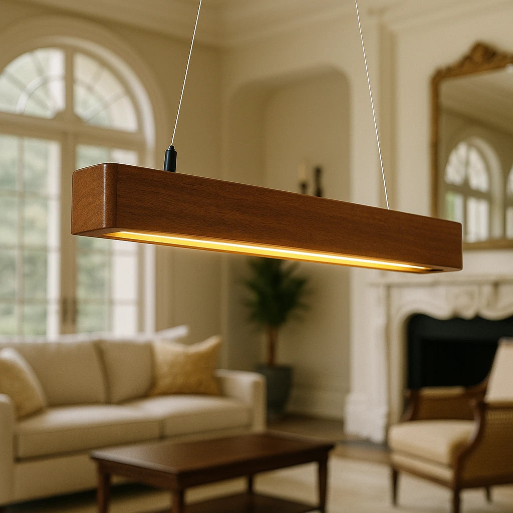 30 Inch Rosewood Hanging Light – Hollow Wooden Pendant for Modern Homes & Offices