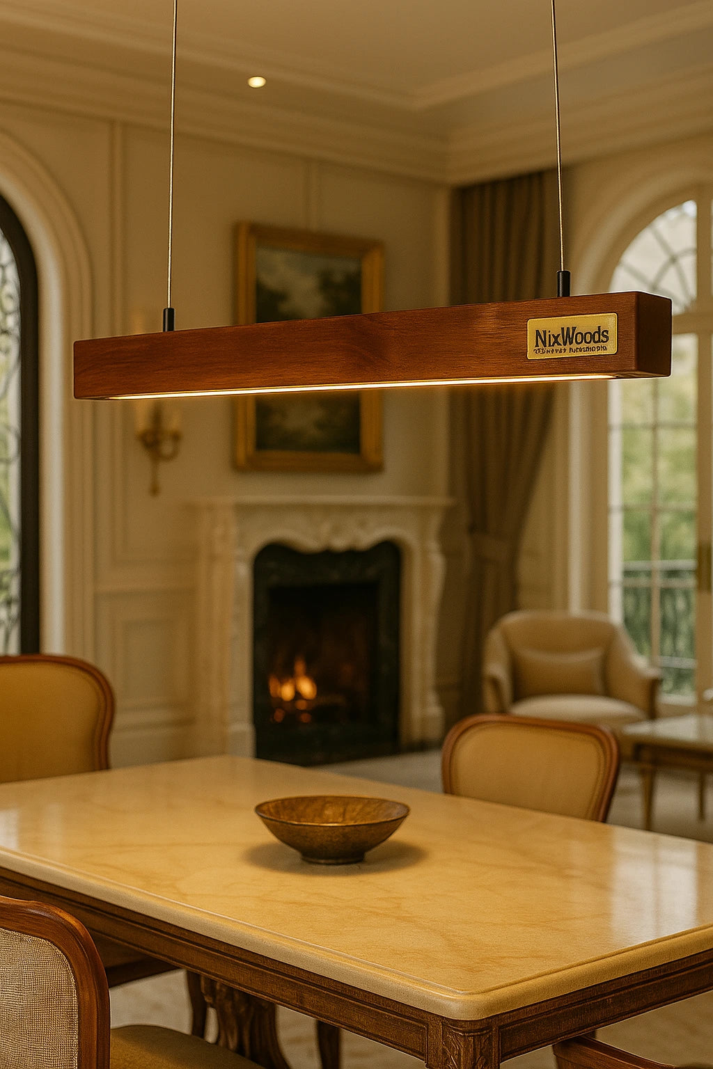 30 Inch Rosewood Hanging Light – Hollow Wooden Pendant for Modern Homes & Offices