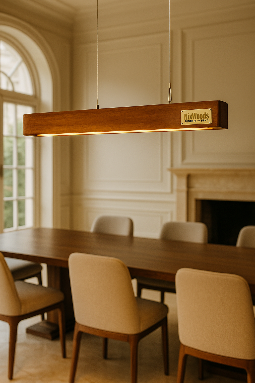 Rosewood Pendant Light – 30" Scandinavian Linear Design