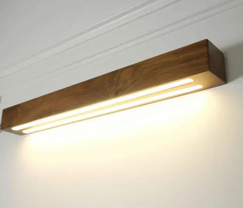 Sheesham Wood Wall Light 40 inches – Minimal Linear LED Sconce for Living Room & Modern Interiors