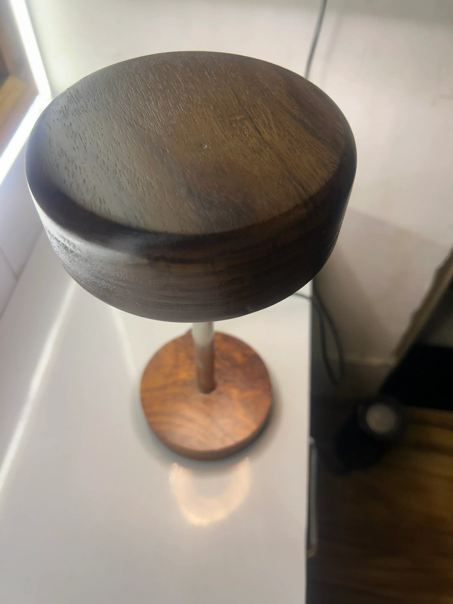 Rosewood & Stainless Steel LED Table Lamp – Modern Minimalist Elegance - NixWoods