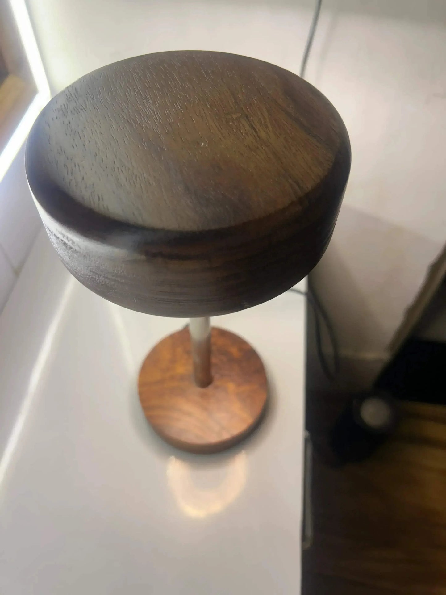 Rosewood & Stainless Steel LED Table Lamp – Modern Minimalist Elegance - NixWoods