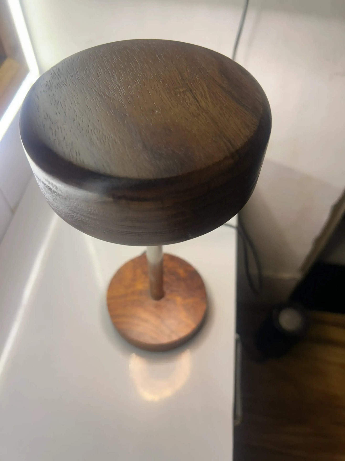 Rosewood & Stainless Steel LED Table Lamp – Modern Minimalist Elegance - NixWoods