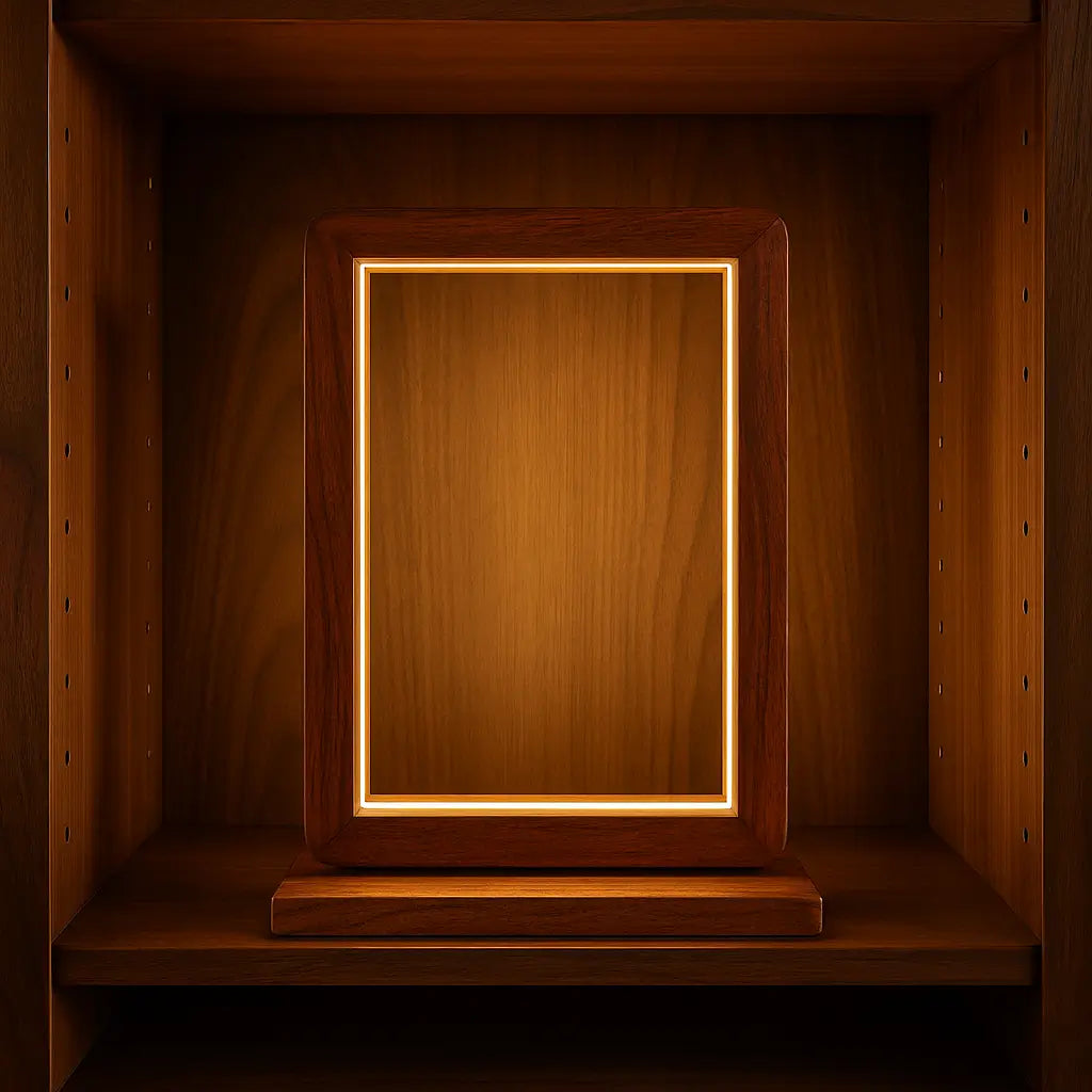 Aurora Frame Lamp – Handcrafted Rosewood Glow