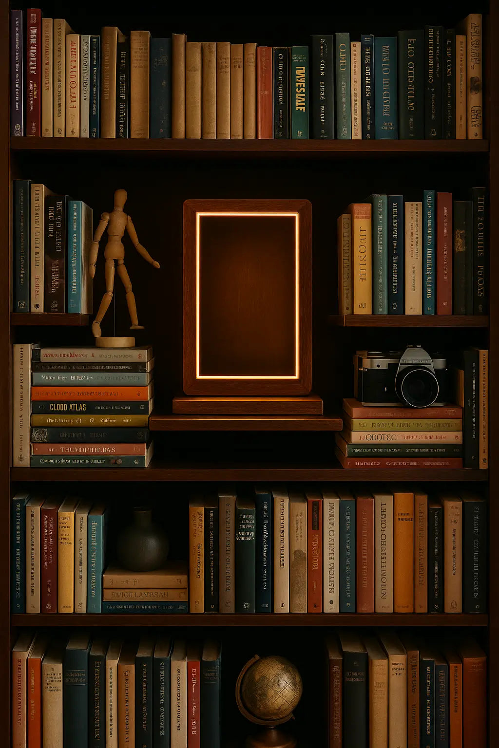 Aurora Frame Lamp – Handcrafted Rosewood Glow
