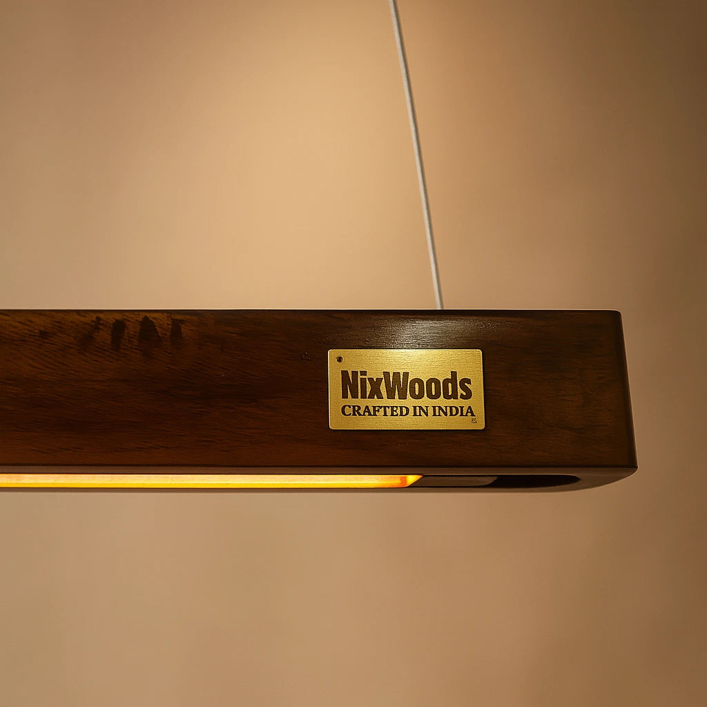 30 Inch Rosewood Hanging Light – Hollow Wooden Pendant for Modern Homes & Offices