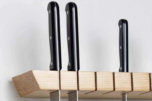 Pine Wood Wall-Mounted Knife Holder – Handcrafted Kitchen Storage