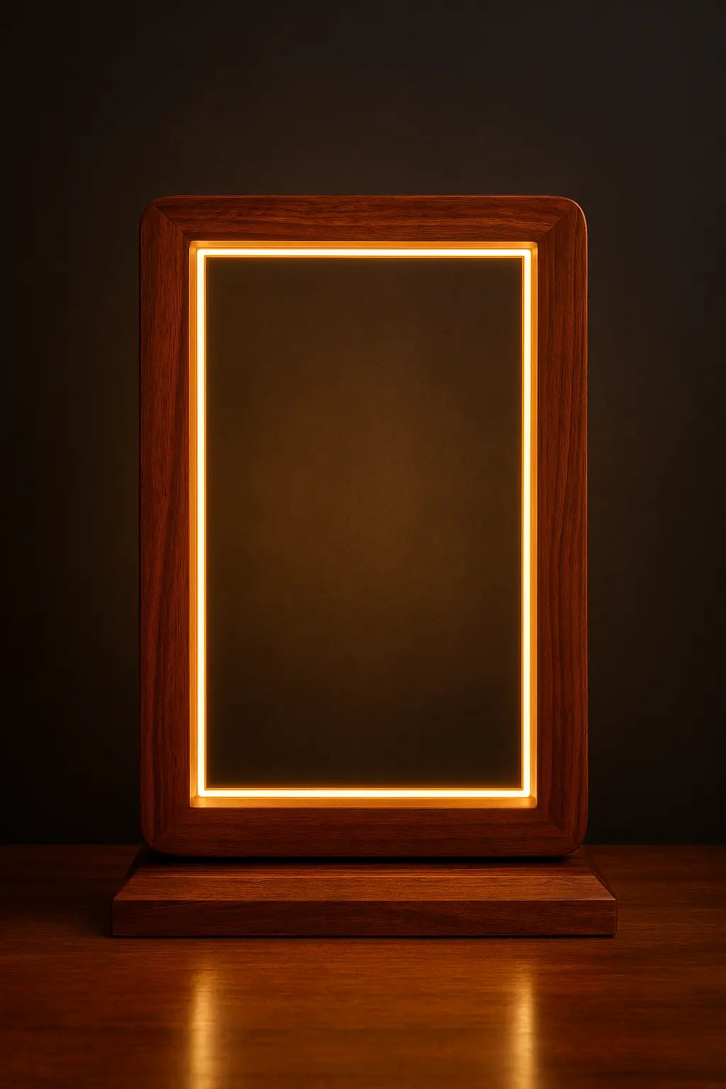 Aurora Frame Lamp – Handcrafted Rosewood Glow