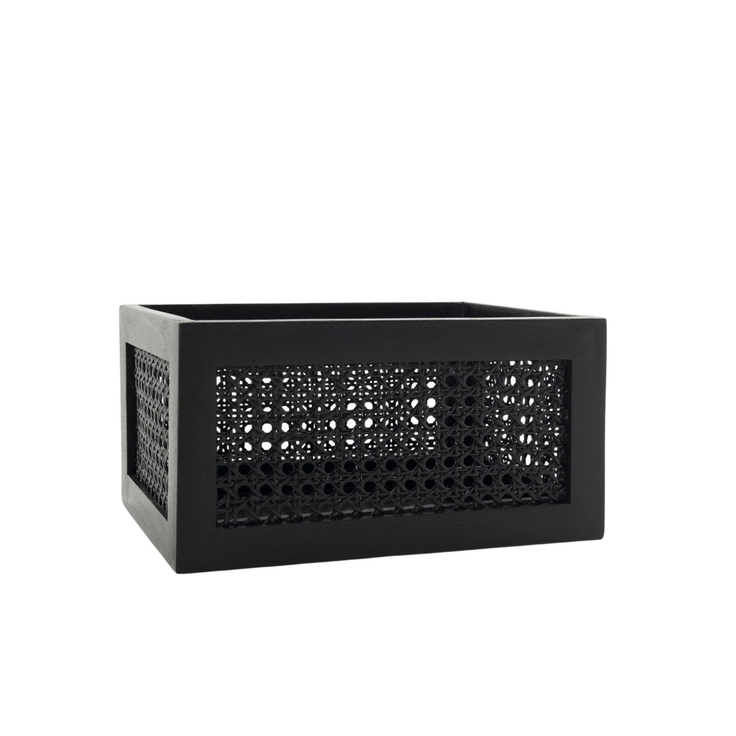 Black Rattan & Teak Storage Basket – Stylish & Multi-Purpose - Adam Spirit
