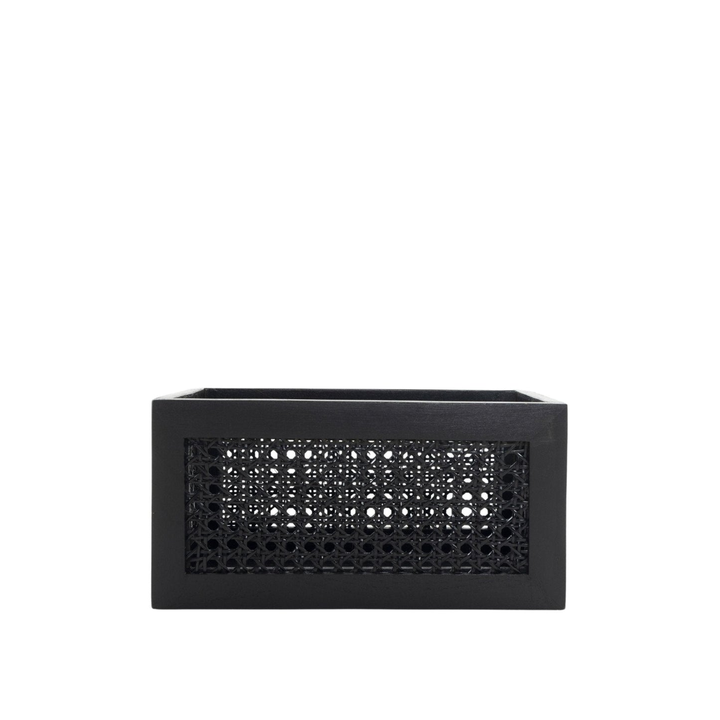 Black Rattan & Teak Storage Basket – Stylish & Multi-Purpose - Adam Spirit