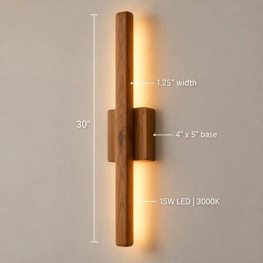 Wooden Wall Sconce in Rosewood & Teak Wall Light| 30" LED NixWoods
