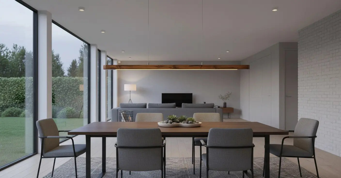 Teak Wood Pendant Light – Hollow Curved Hanging Light for Modern Interiors