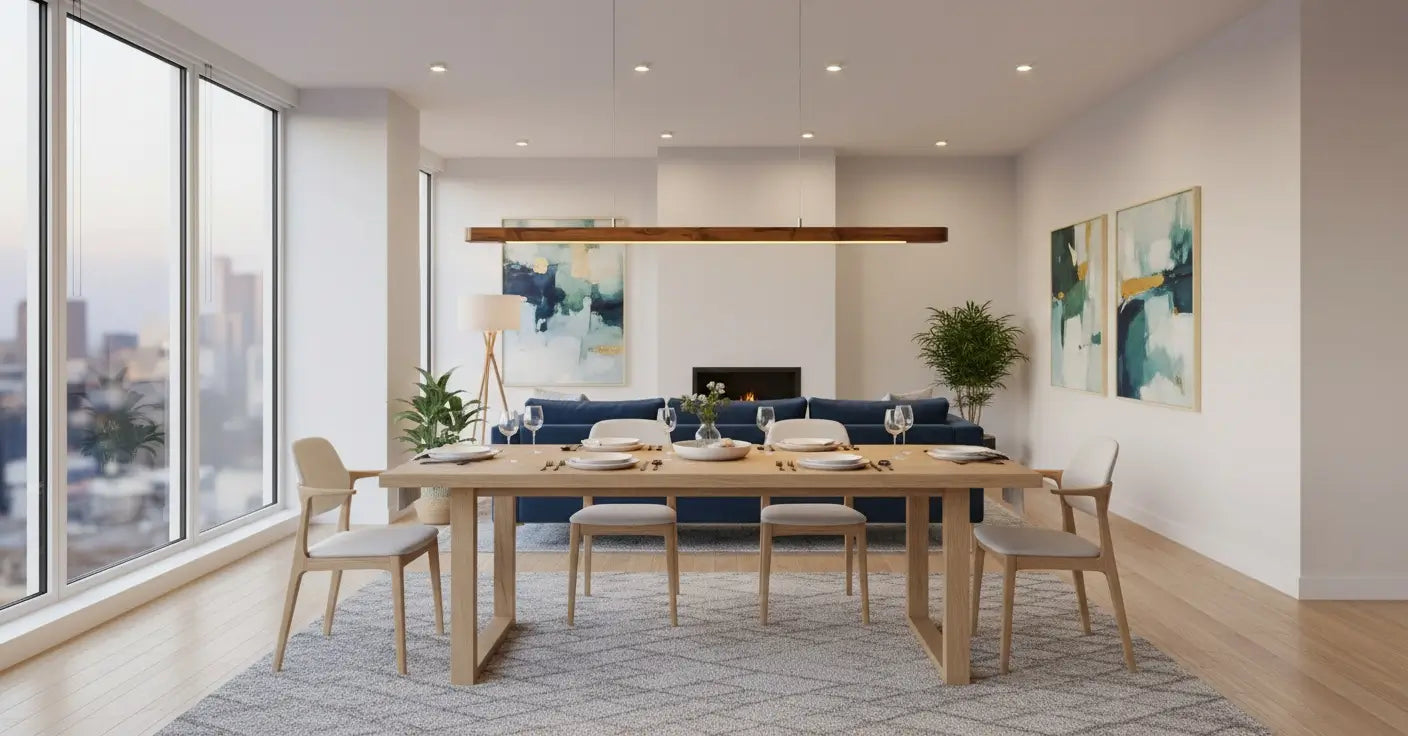 Nordic Pendant Light – Elegant Curved Design for Stylish Interiors - Teak Wood