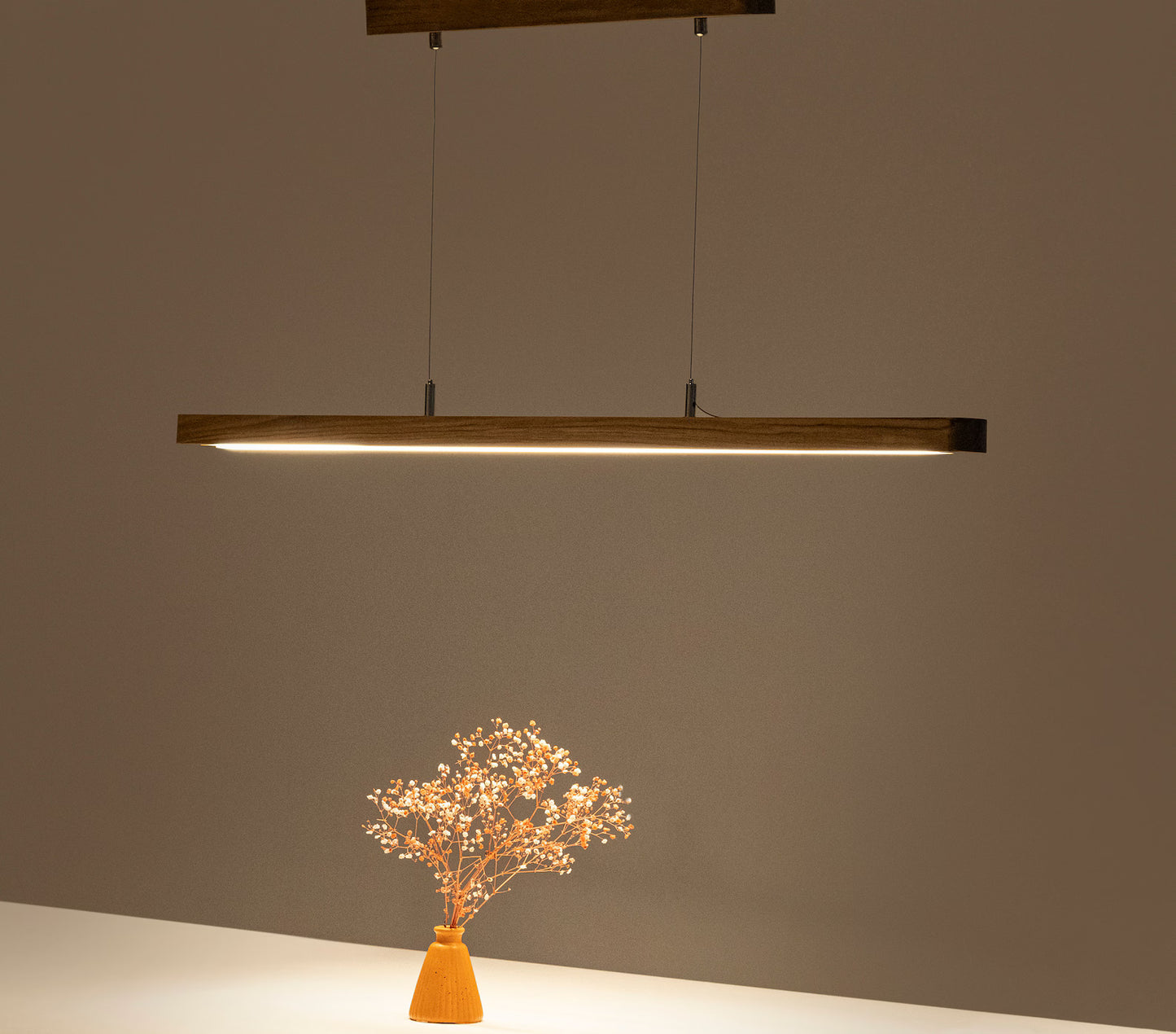 Double LED Curved | Teak Wood Pendant Light - NixWoods