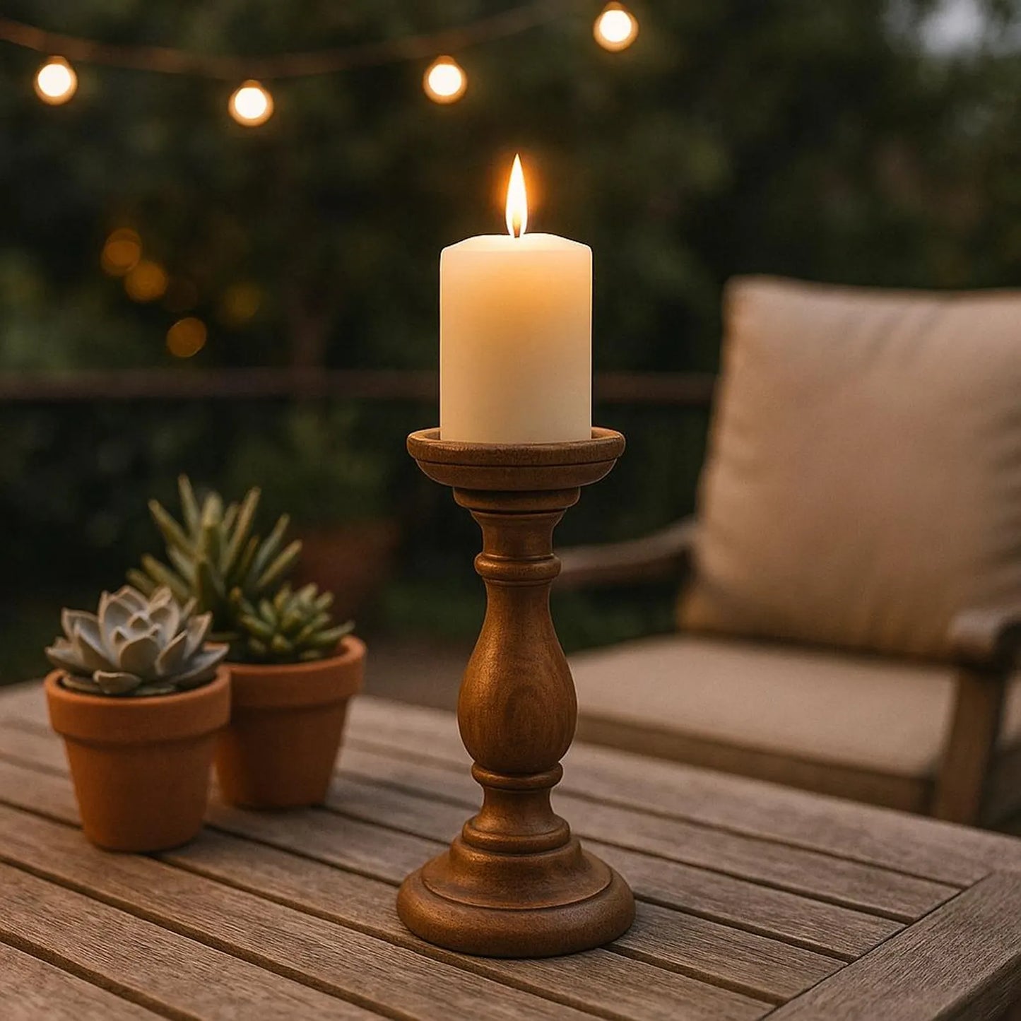 Modern Boho Candle Stand - Artisan Crafted from Solid Rosewood | Ethnic Home Decor