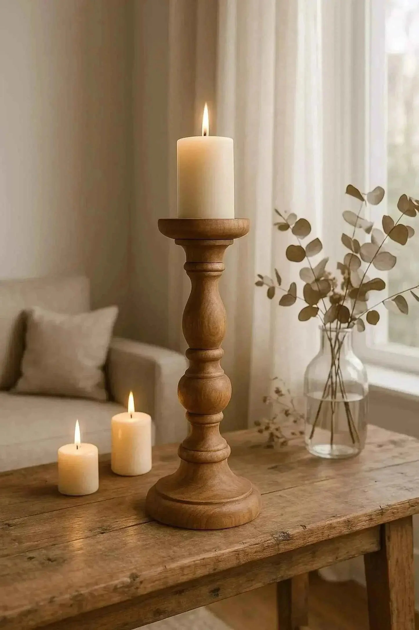 Rosewood Boho Candle Stand – Hand-Turned Pillar Holder | NixWoods