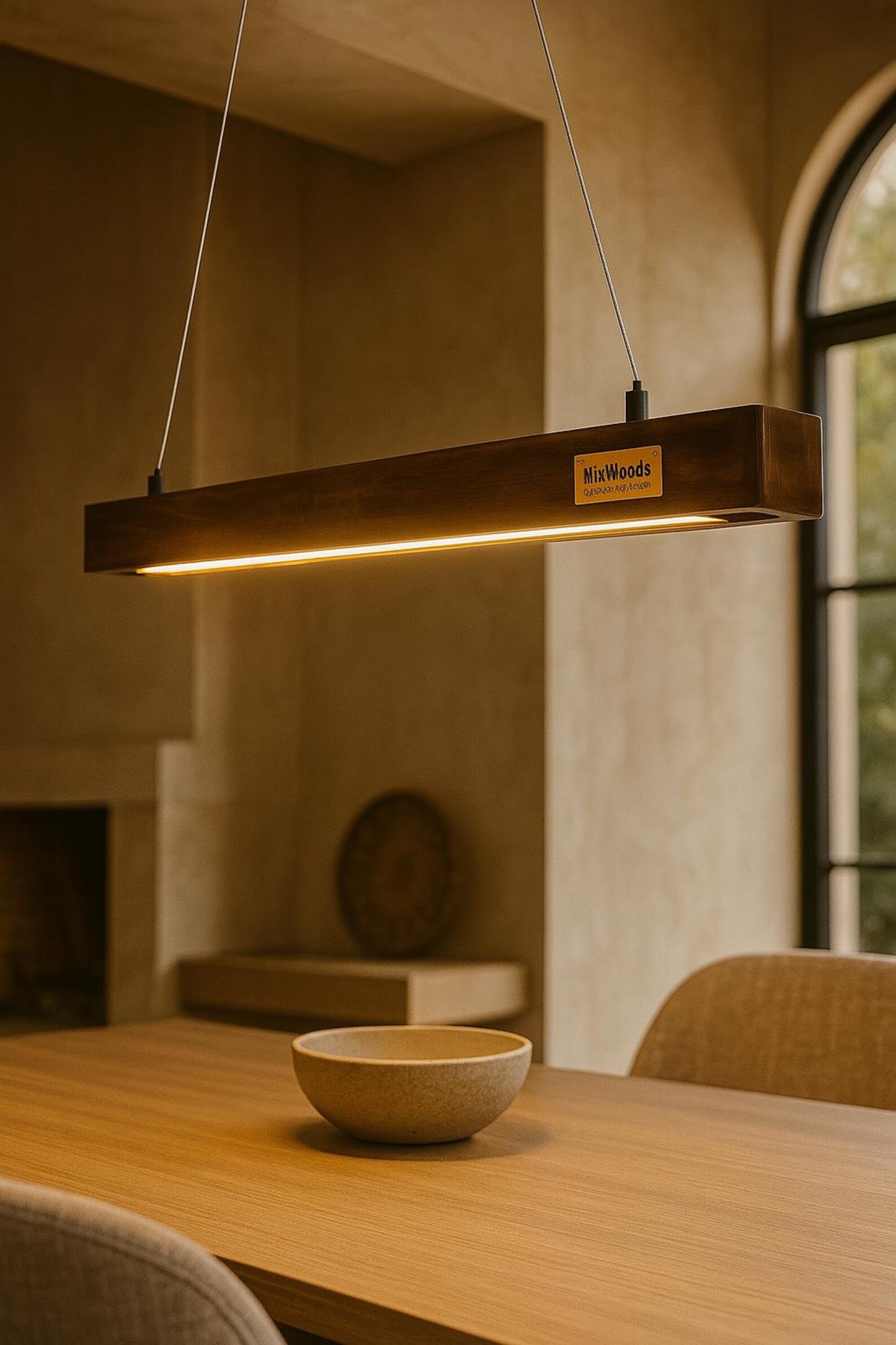 Rosewood Pendant Light – 30" Scandinavian Linear Design