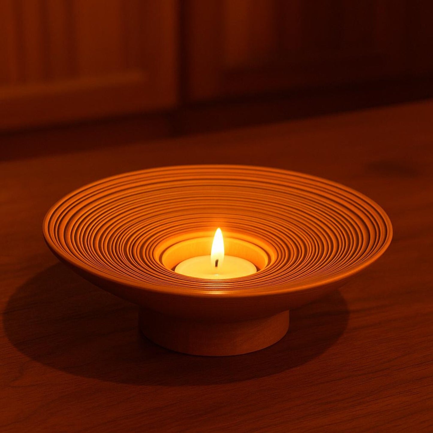 Rosewood Candle Holder – Sculpted Bowl Set of 3 for Ambient Lighting