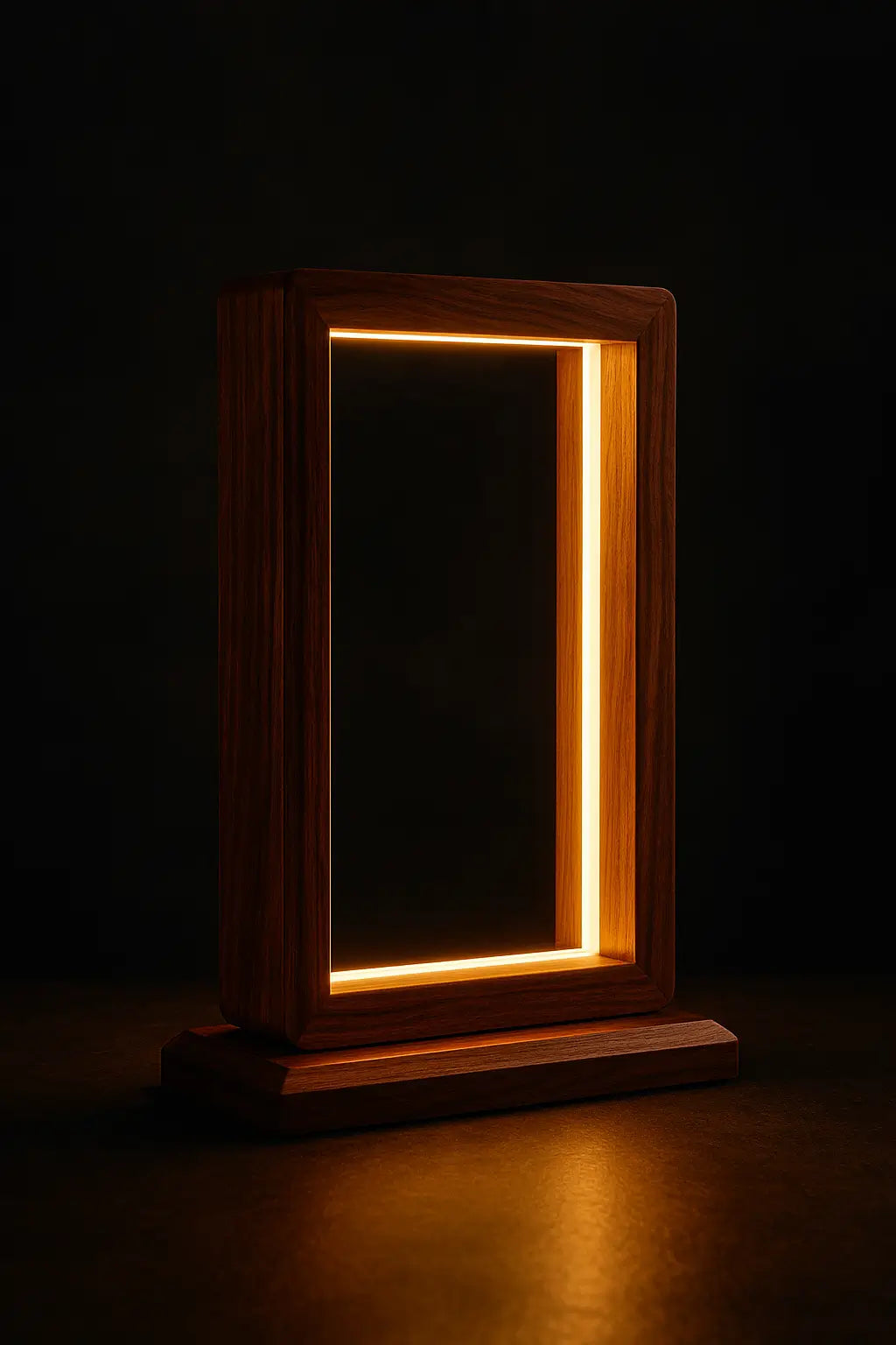 Aurora Frame Lamp – Handcrafted Rosewood Glow