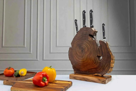 Live Edge Wooden Magnetic Knife Stand for Kitchen