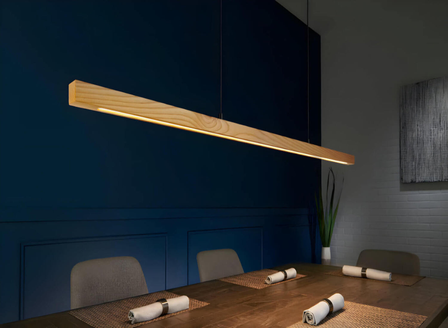 Pendant Light – Sophisticated Square Linear Design - Suspension Chandelier - Pine Wood - Adam Spirit