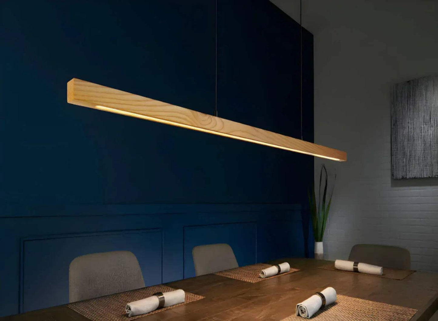 Pine Wood Pendant Light – Square Linear Hanging Light for Modern Homes & Offices - NixWoods