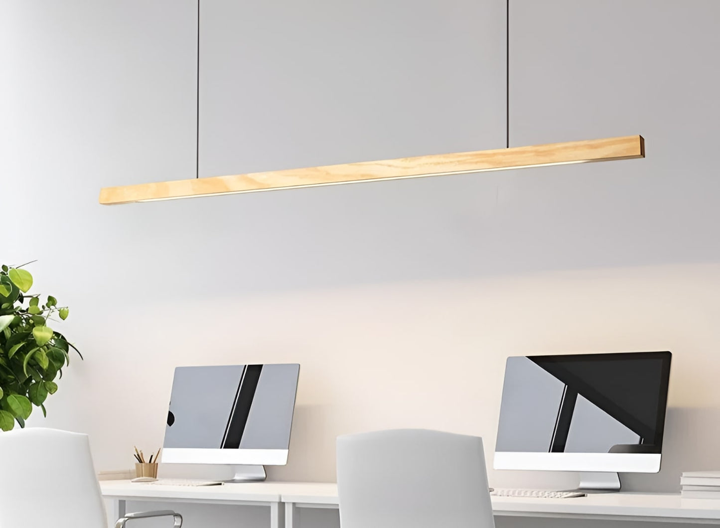 Pendant Light – Sophisticated Square Linear Design - Suspension Chandelier - Pine Wood - Adam Spirit