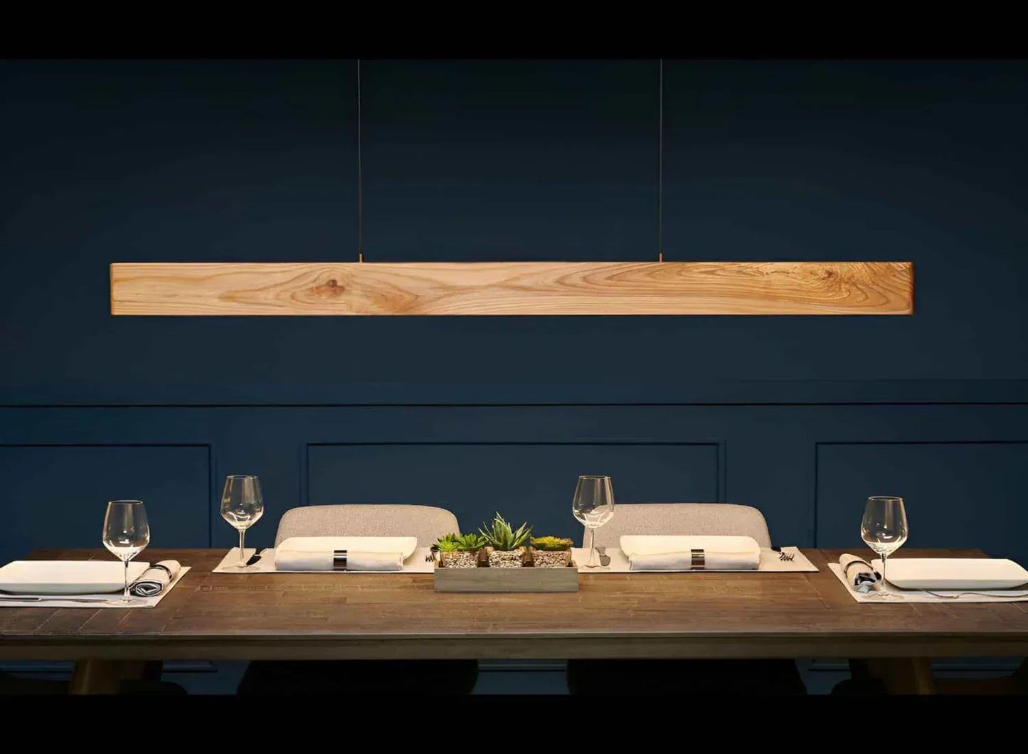 Pine Wood Pendant Light – Minimal Rectangular Ceiling Light for Home, Office & Cafés - NixWoods