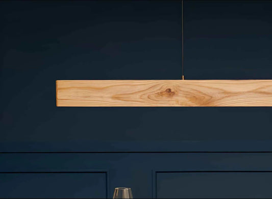 Pine Wood Pendant Light – Minimal Rectangular Ceiling Light for Home, Office & Cafés - NixWoods