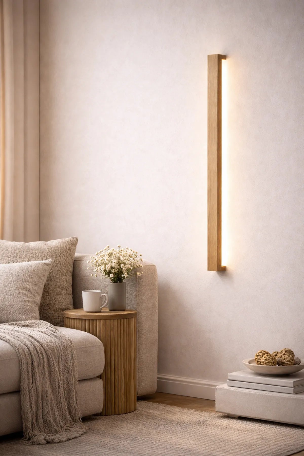 Nix Line – Solid Wood LED Wall Light (30”)