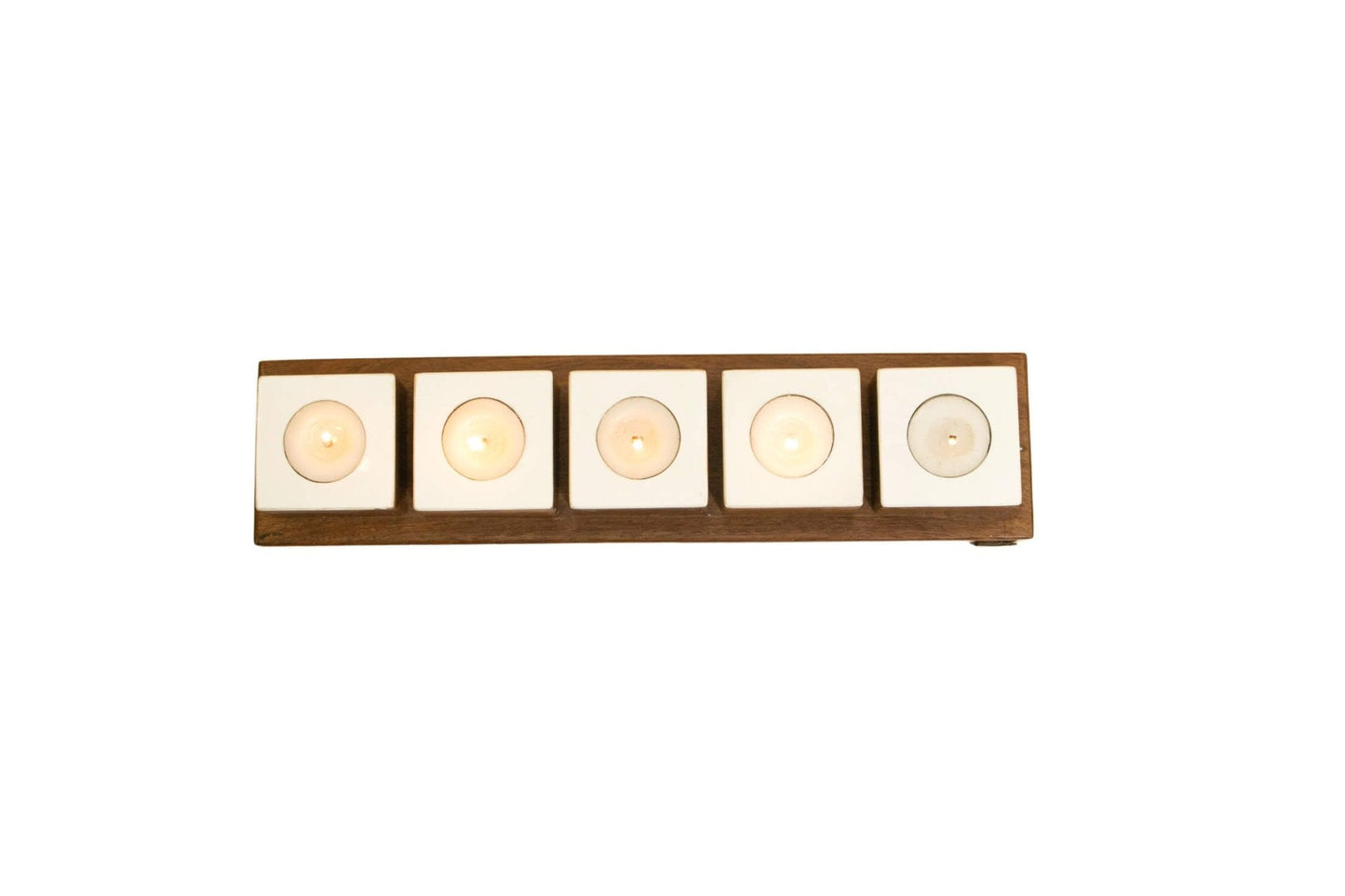 Rosewood Tea Light Holders | Minimalist Candlelight Decor | Set of 5 - Adam Spirit