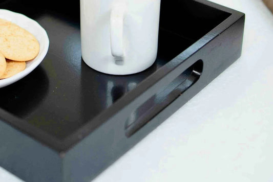 Sleek Black MDF Tray – Minimalist Serving & Organizing Tray for Home & Office - NixWoods