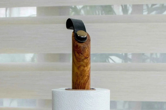 Wooden Paper Roll Holder – Minimal Teak Stand for Kitchen & Dining Use