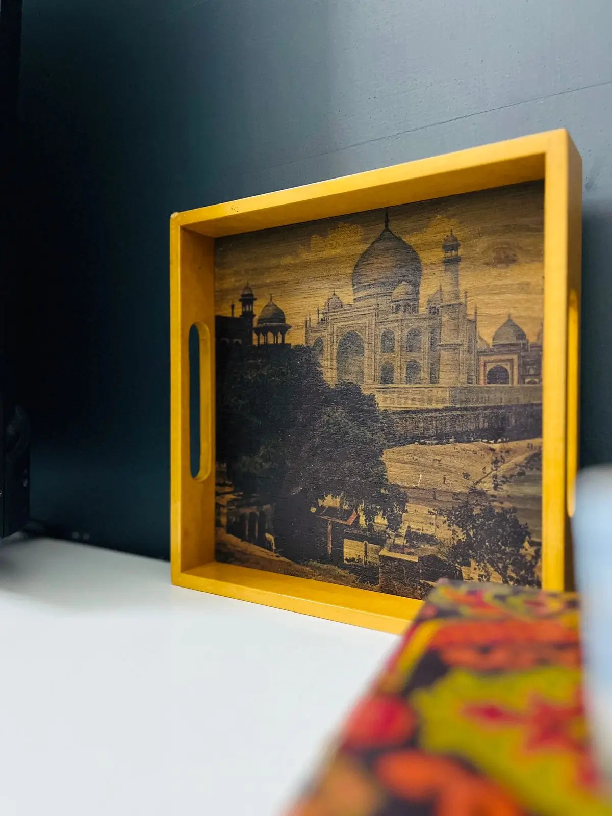Imperial Taj Mahal tray | Yellow Frame | Square - NixWoods