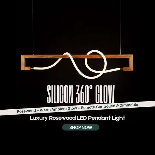 Luxury Rosewood LED Pendant Light – 360° Glow Hanging Lamp for Modern & Cozy Interiors