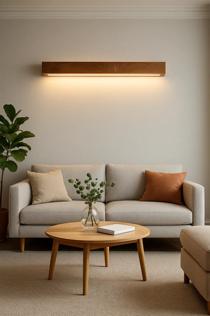 Sheesham Wood Wall Light 40 inches – Minimal Linear LED Sconce for Living Room & Modern Interiors