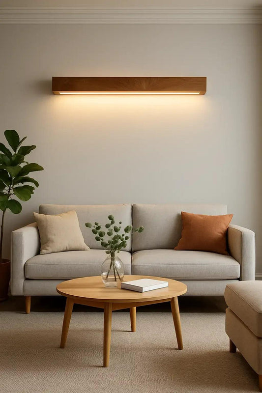 Sheesham Wood Wall Light 40 inches – Minimal Linear LED Sconce for Living Room & Modern Interiors - NixWoods